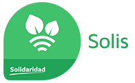 Logo do aplicativo verde, com uma árvore e os escritos: Solis e Solidaridad