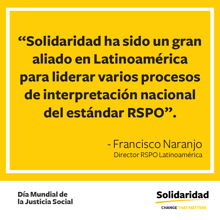 Solidaridad ha sido un gran aliado en Latinoamérica para liderar varios procesos de interpretación nacional del estándar RSPO.- Francisco Naranjo, Director RSPO Latinoamérica